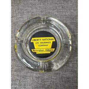 Vintage Liberty National Life Insurance Birmingham Alabama Clear Glass Ashtray